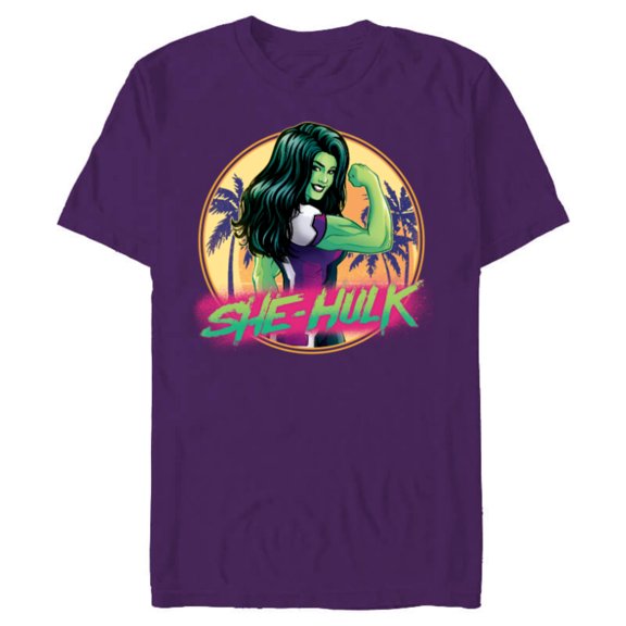 Marvel She-Hulk Jennifer Walters Palm Tree Flex - Short Sleeve Blended T-Shirt for Adults - Customized-Purple