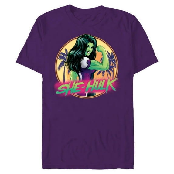 Marvel She-Hulk Jennifer Walters Palm Tree Flex - Short Sleeve Blended T-Shirt for Adults - Customized-Purple