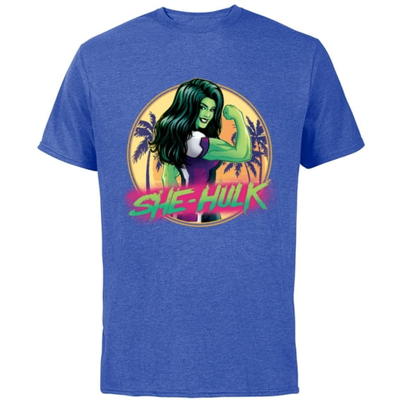 Marvel She-Hulk Jennifer Walters Palm Tree Flex - Short Sleeve Cotton T-Shirt for Adults - Customized-Royal Heather