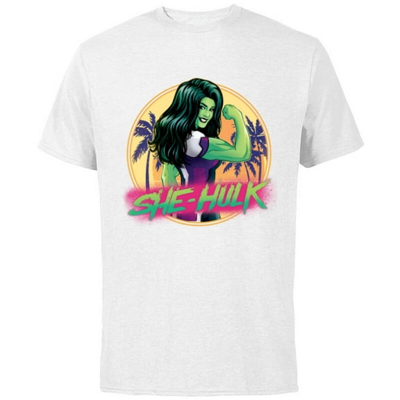 Marvel She-Hulk Jennifer Walters Palm Tree Flex - Short Sleeve Cotton T-Shirt for Adults - Customized-White