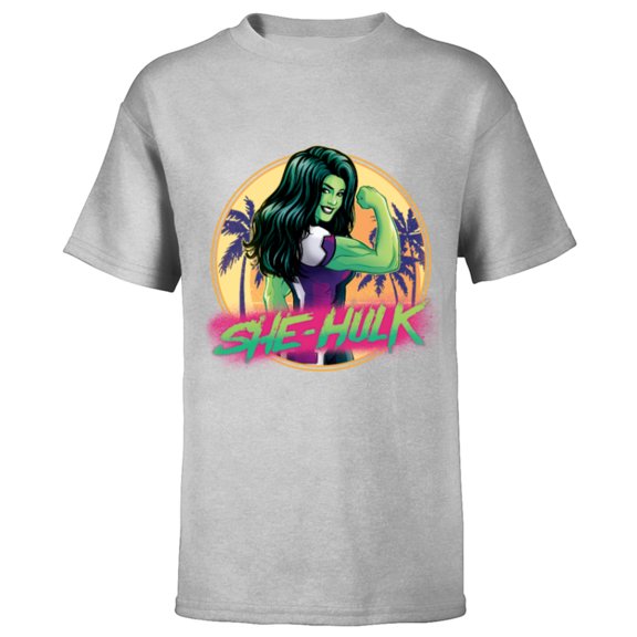 Marvel She-Hulk Jennifer Walters Palm Tree Flex - Short Sleeve T-Shirt for Kids - Customized-Athletic Heather