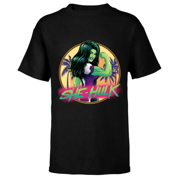 Marvel She-Hulk Jennifer Walters Palm Tree Flex - Short Sleeve T-Shirt for Kids - Customized-Black