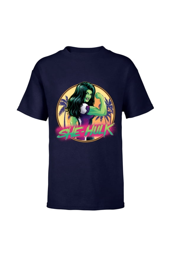 She-Hulk Jennifer Walters Palm Tree Flex - Short Sleeve T-Shirt for Kids - Customized-Navy