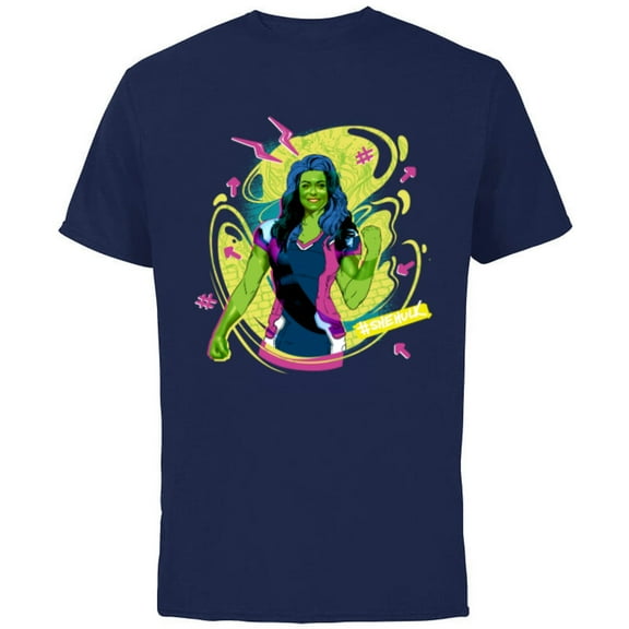 Marvel She-Hulk Jennifer Walters #She-Hulk Hashtag - Short Sleeve Cotton T-Shirt for Adults - Customized-Navy
