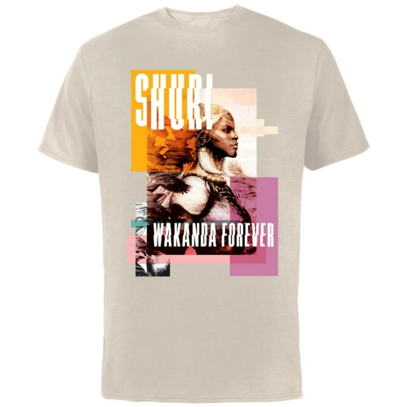Marvel Shuri Wakanda Forever - Short Sleeve Cotton T-Shirt for Adults - Customized-Natural