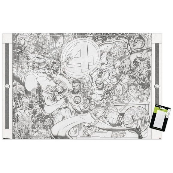 Marvel Sketch - Fantastic Four Universe Wall Poster, 14.725" x 22.375"