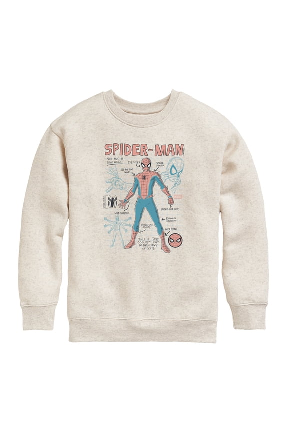 - Sketchy Spider-Man Schematic - Youth Crew Fleece Sweatshirt