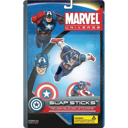 Marvel Slap Sticks Captain America Reusbale Gel Stickers, 5-Inch Character and 3 2-1/2-Inch Icons