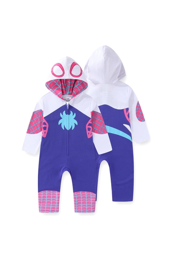 Spider-Gwen Ghost Spider Cosplay Hooded Coverall (Girls), Sizes 2T-7