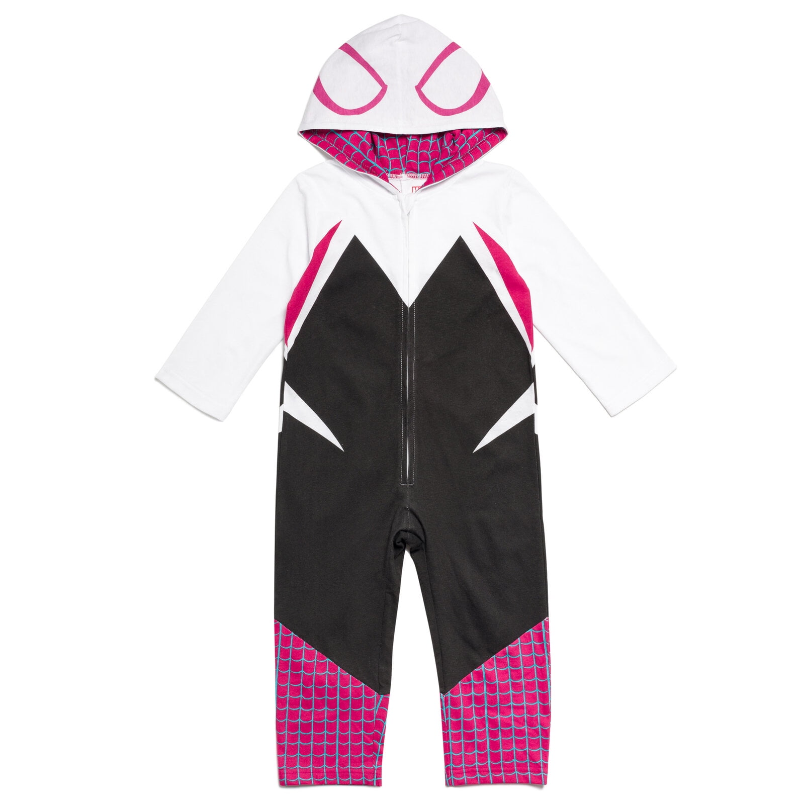 Marvel Spider-Gwen Ghost Spider Girls Halloween Fancy-Dress Costume with Zip-Up Coverall for Toddler, 4T