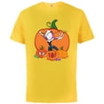 thumbnail image 1 of Marvel Spider-Gwen Ghost Spider Halloween with Pumpkins - Short Sleeve Cotton T-Shirt for Adults - Customized-Sunflower, 1 of 5