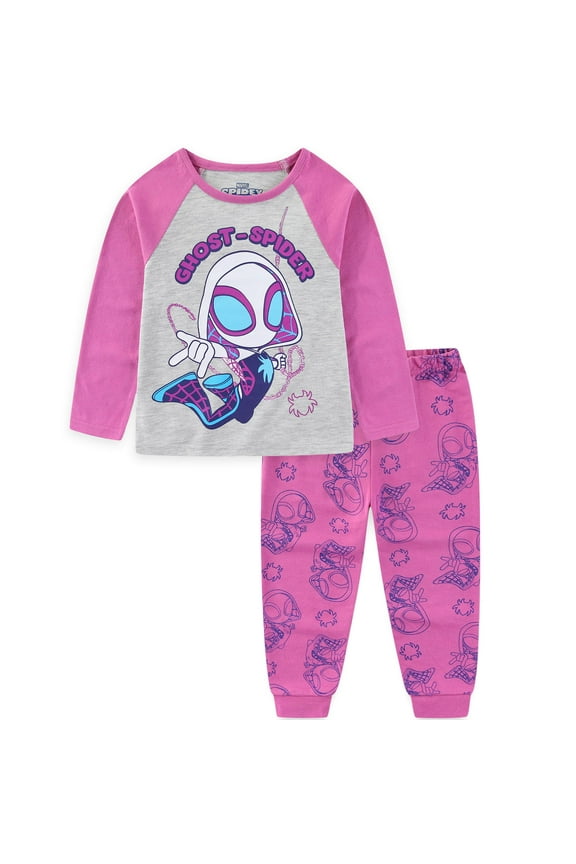 Spider-Gwen Ghost Spider Long Sleeve Shirt and French Terry Pants Set (Girls), 2 Piece Set, Sizes 2T-5T