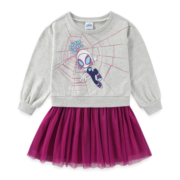 Marvel Spider-Gwen Ghost Spider Long Sleeve Tulle Dress (Girls), Sizes 2T-7