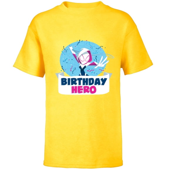 Marvel Spider-Gwen Ghost Spider Toony Confetti Birthday Hero - Short Sleeve T-Shirt for Kids - Customized-Yellow