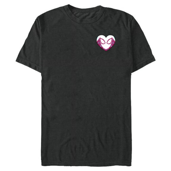 Marvel Spider-Gwen Ghost Spider Valentine’s Day Heart Mask - Short Sleeve Blended T-Shirt for Adults - Customized-Dark Heather