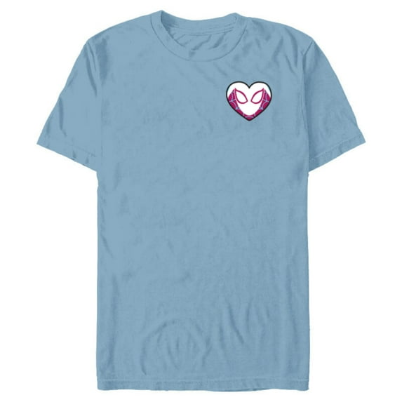 Marvel Spider-Gwen Ghost Spider Valentine’s Day Heart Mask - Short Sleeve Blended T-Shirt for Adults - Customized-Ocean Blue