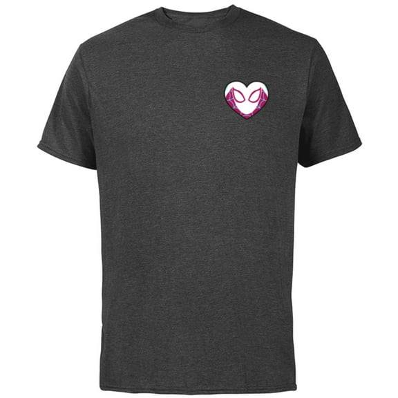 Marvel Spider-Gwen Ghost Spider Valentine’s Day Heart Mask - Short Sleeve Cotton T-Shirt for Adults - Customized-Charcoal