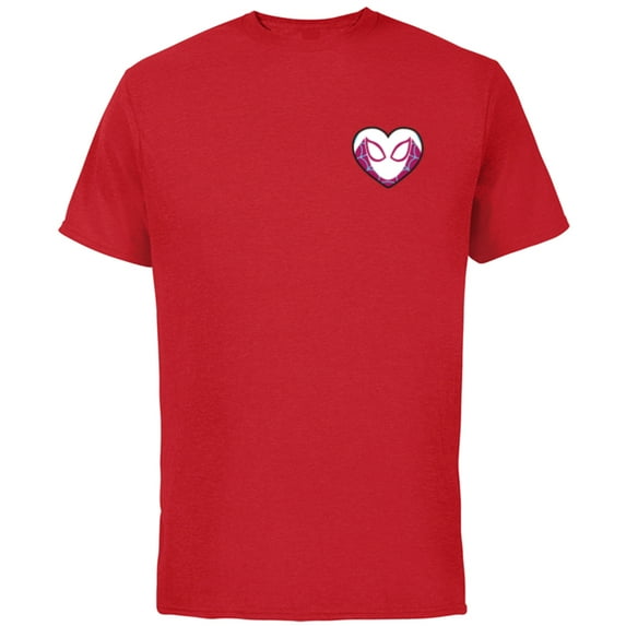 Marvel Spider-Gwen Ghost Spider Valentine’s Day Heart Mask - Short Sleeve Cotton T-Shirt for Adults - Customized-Red