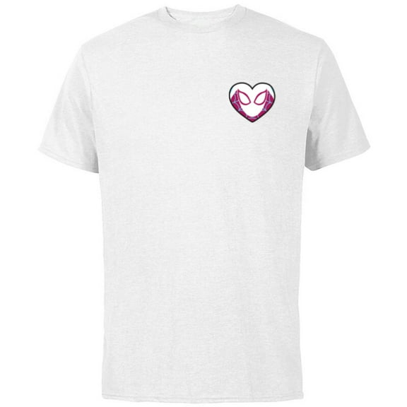 Marvel Spider-Gwen Ghost Spider Valentine’s Day Heart Mask - Short Sleeve Cotton T-Shirt for Adults - Customized-White