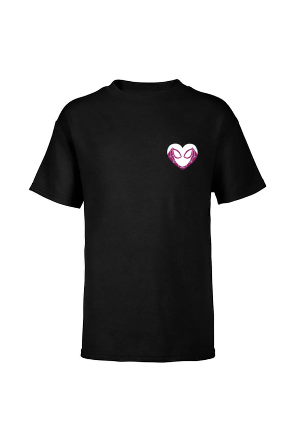 Spider-Gwen Ghost Spider Valentine’s Day Heart Mask - Short Sleeve T-Shirt for Kids - Customized-Black
