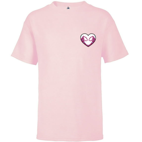 Marvel Spider-Gwen Ghost Spider Valentine’s Day Heart Mask - Short Sleeve T-Shirt for Kids - Customized-Soft Pink
