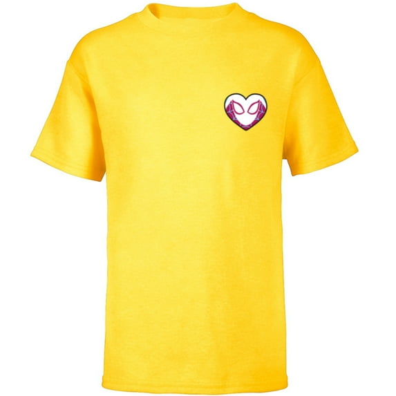 Marvel Spider-Gwen Ghost Spider Valentine’s Day Heart Mask - Short Sleeve T-Shirt for Kids - Customized-Yellow