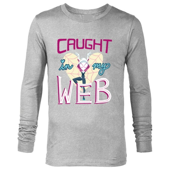 Marvel Spider-Gwen Valentine’s Day Love Caught In My Web - Long Sleeve T-Shirt for Men - Customized-Athletic Heather
