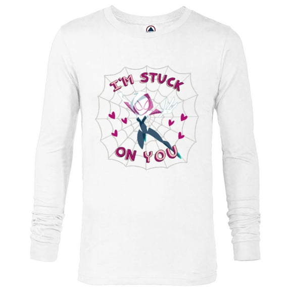 Marvel Spider-Gwen Valentine’s Day Love I’m Stuck On You - Long Sleeve T-Shirt for Men - Customized-White
