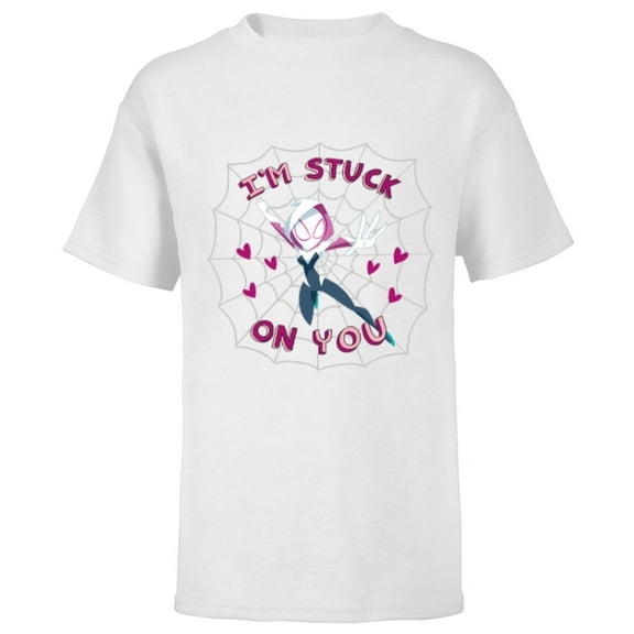 Marvel Spider-Gwen Valentine’s Day Love I’m Stuck On You - Short Sleeve T-Shirt for Kids - Customized-White