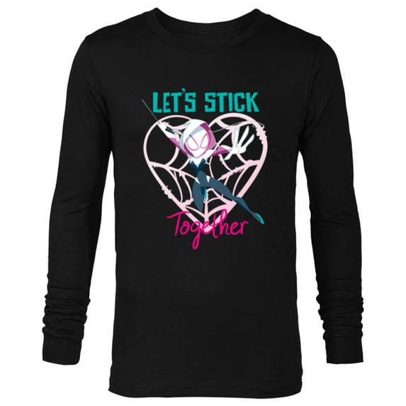 Marvel Spider-Gwen Valentine’s Day Love Let’s Stick Together - Long Sleeve T-Shirt for Men - Customized-Black