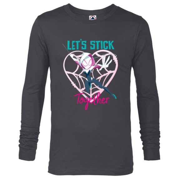 Marvel Spider-Gwen Valentine’s Day Love Let’s Stick Together - Long Sleeve T-Shirt for Men - Customized-Charcoal Heather