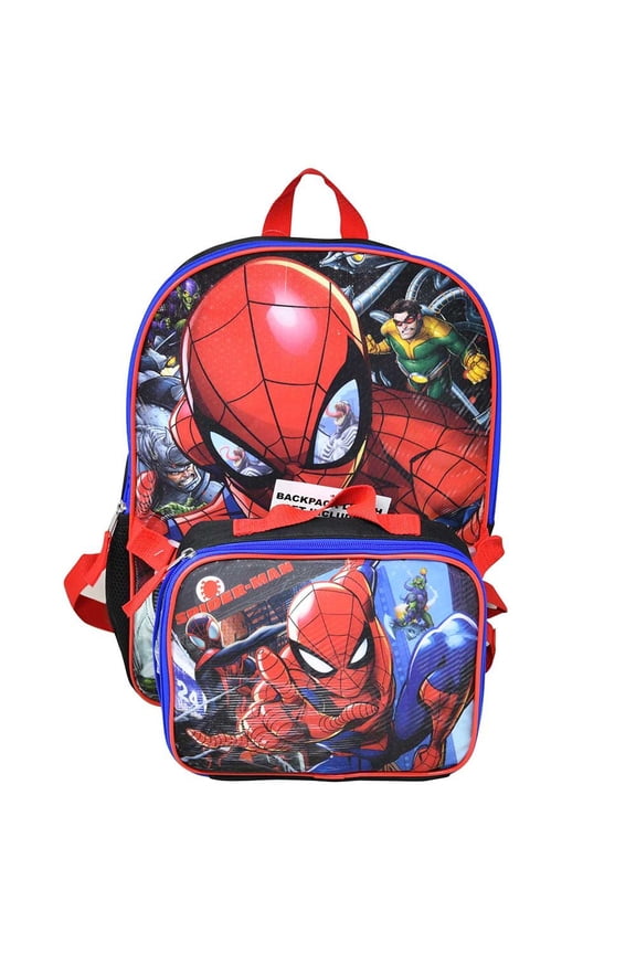 Spider-Man 16" Shoulder Backpack for School with Rectangular Lunch Bag