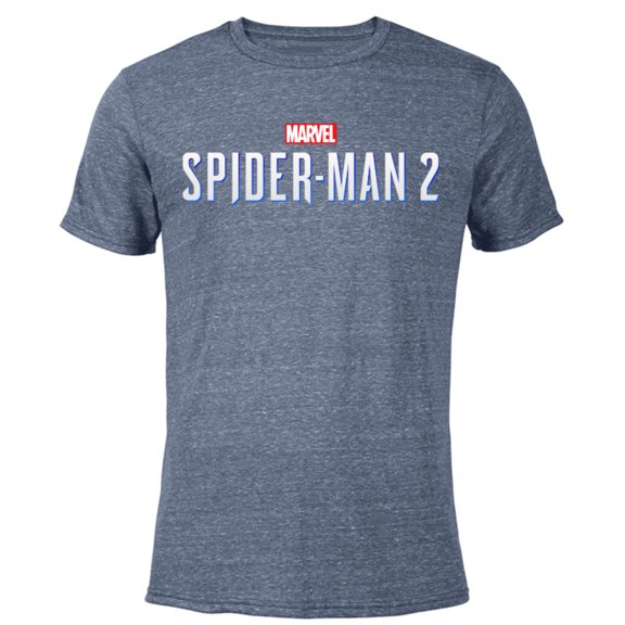 Marvel Spider-Man 2 Game Logo - Short Sleeve Blended T-Shirt for Adults – Customized-Navy Heather
