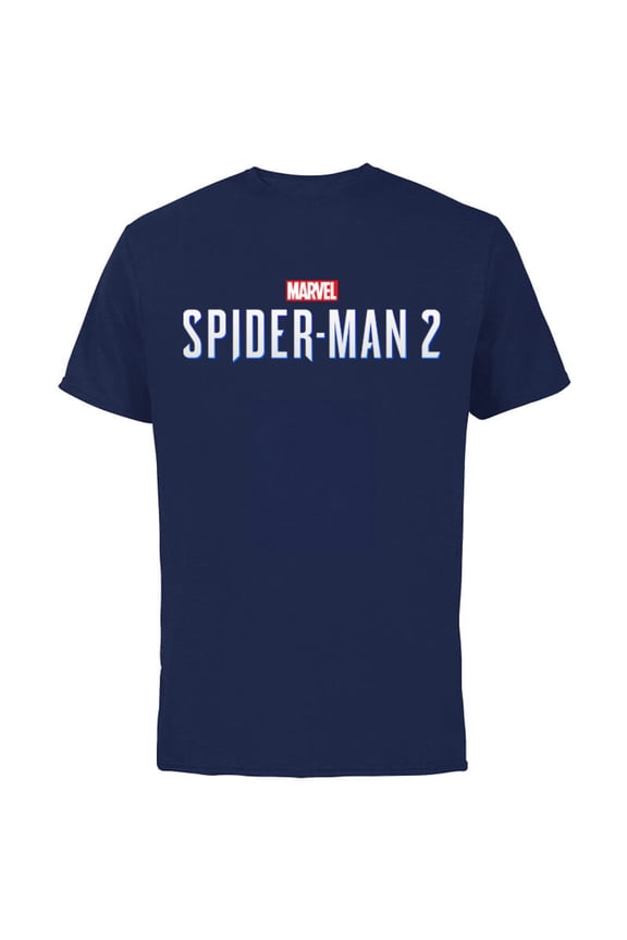 Spider-Man 2 Game Logo - Short Sleeve Cotton T-Shirt for Adults - Customized-Navy
