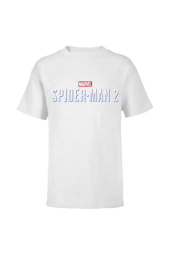 Spider-Man 2 Game Logo - Short Sleeve T-Shirt for Kids – Customized-White