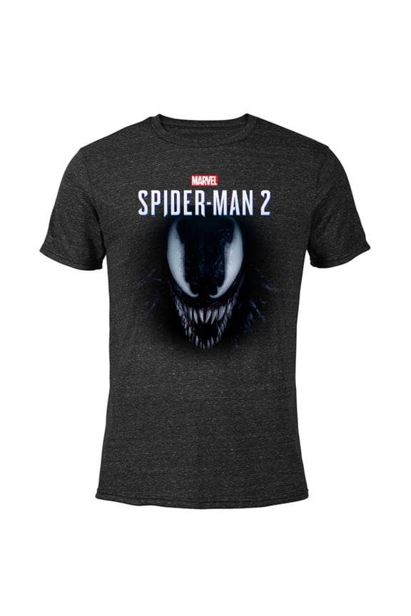Spider-Man 2 Game Venom Face - Short Sleeve Blended T-Shirt for Adults – Customized-Black