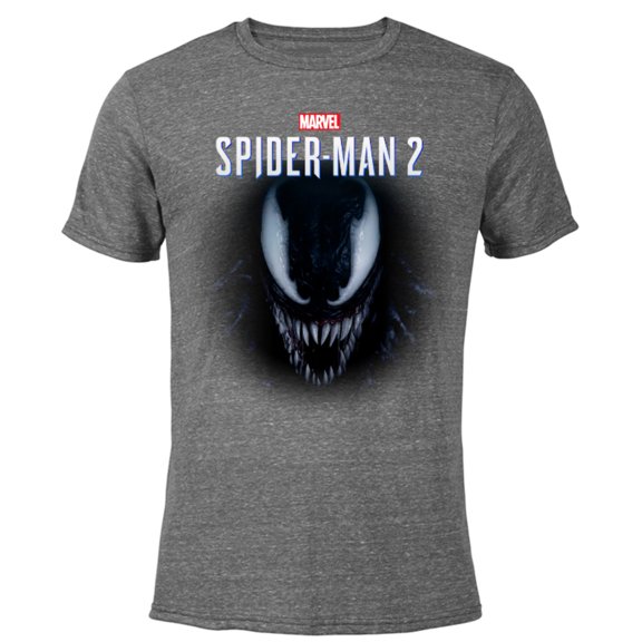Marvel Spider-Man 2 Game Venom Face - Short Sleeve Blended T-Shirt for Adults – Customized-Dark Heather