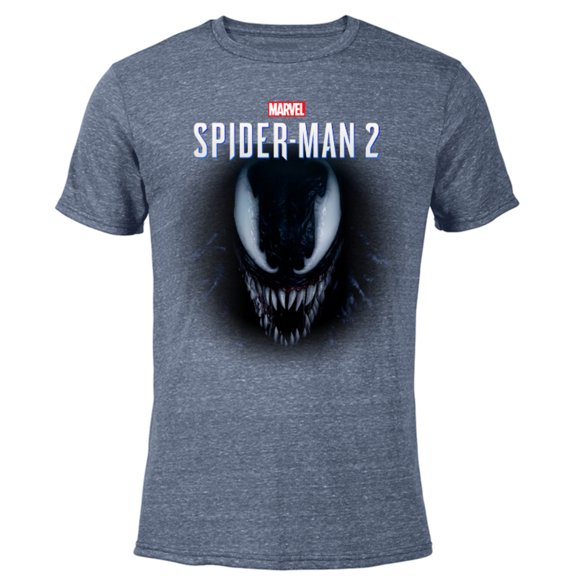 Marvel Spider-Man 2 Game Venom Face - Short Sleeve Blended T-Shirt for Adults – Customized-Navy Heather