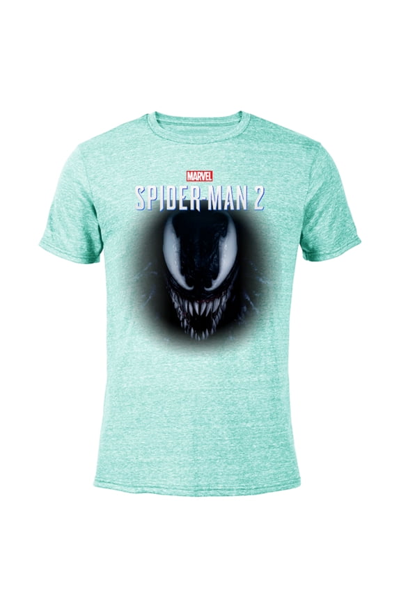 Spider-Man 2 Game Venom Face - Short Sleeve Blended T-Shirt for Adults – Customized-Ocean Blue