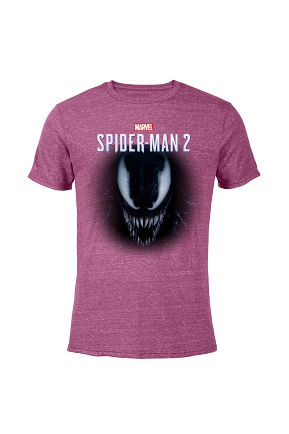 Spider-Man 2 Game Venom Face - Short Sleeve Blended T-Shirt for Adults – Customized-Purple