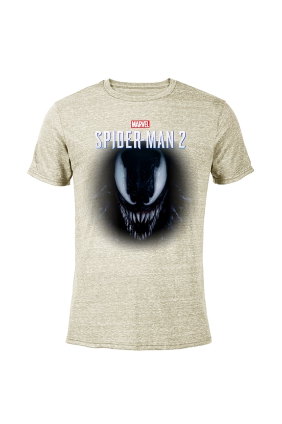 Spider-Man 2 Game Venom Face - Short Sleeve Blended T-Shirt for Adults – Customized-Yellow
