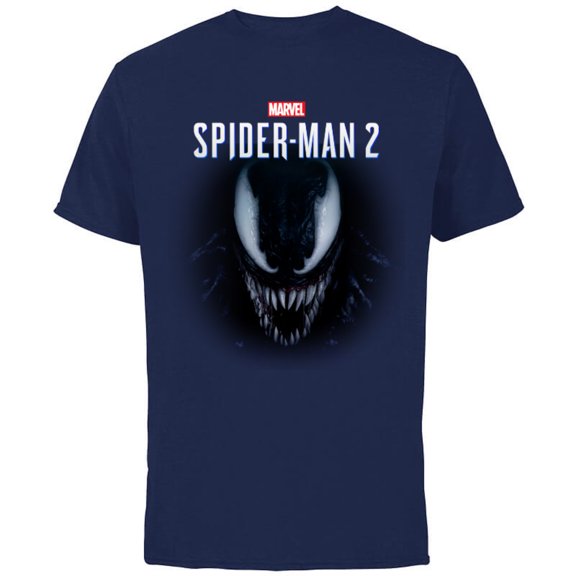 Marvel Spider-Man 2 Game Venom Face - Short Sleeve Cotton T-Shirt for Adults - Customized-Navy