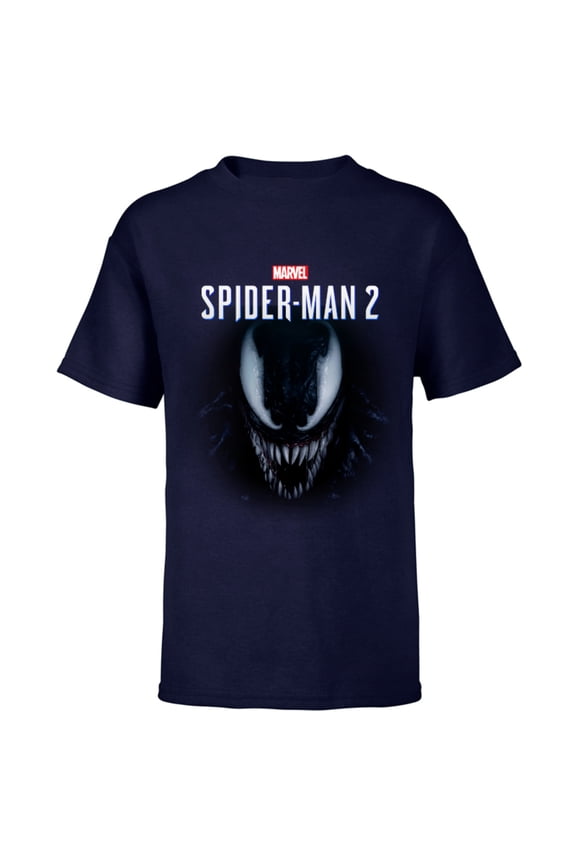 Spider-Man 2 Game Venom Face - Short Sleeve T-Shirt for Kids – Customized-Navy