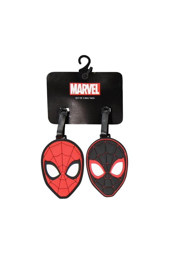 Marvel Spider-Man 2-Piece Suitcase ID Tag Set with Adjustable Straps, Mile Morales, Multi, One Size