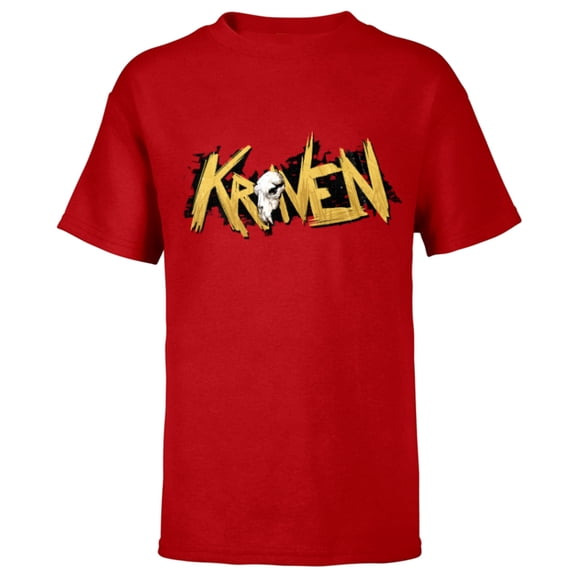 Marvel Spider-Man 2 PlayStation Game Kraven the Hunter Logo - Short Sleeve T-Shirt for Kids - Customized-Red