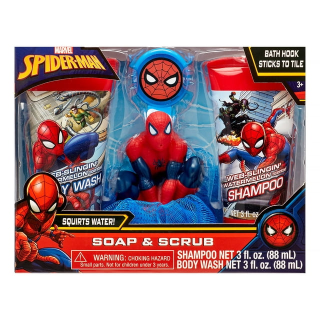 Marvel Spider-Man 4-Piece Soap and Scrub Body Wash and Shampoo Set