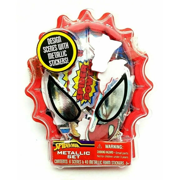 Marvel Spider-Man 40 Metallic Foam Stickers With 6 Scenes, Set of 2 pk.
