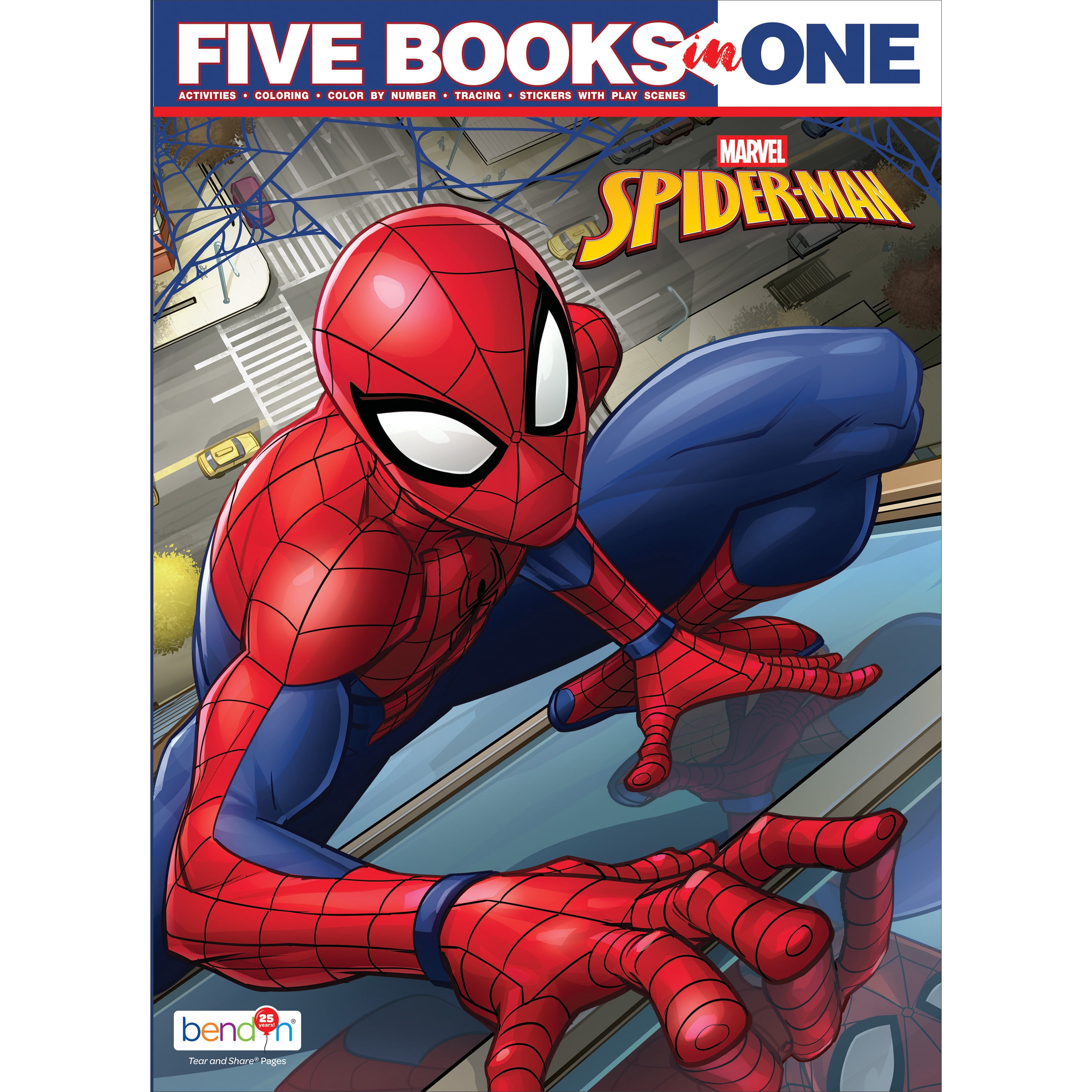 Marvel Spider-Man 5 in 1 Coloring and Activity Book - Color By Number ...
