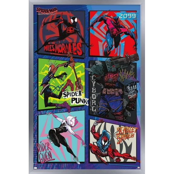 Marvel Spider-Man: Across The Spider-Verse - Group Wall Poster, 14.725" x 22.375" Framed