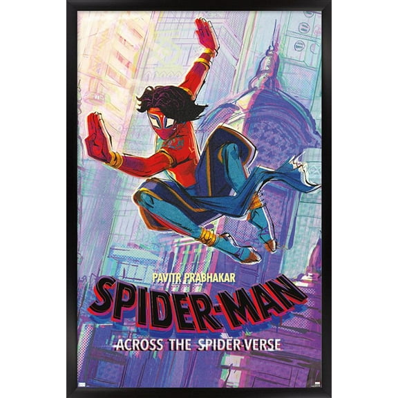 Marvel Spider-Man: Across The Spider-Verse - Pavitr Prabhakar One Sheet Wall Poster, 14.725" x 22.375" Framed